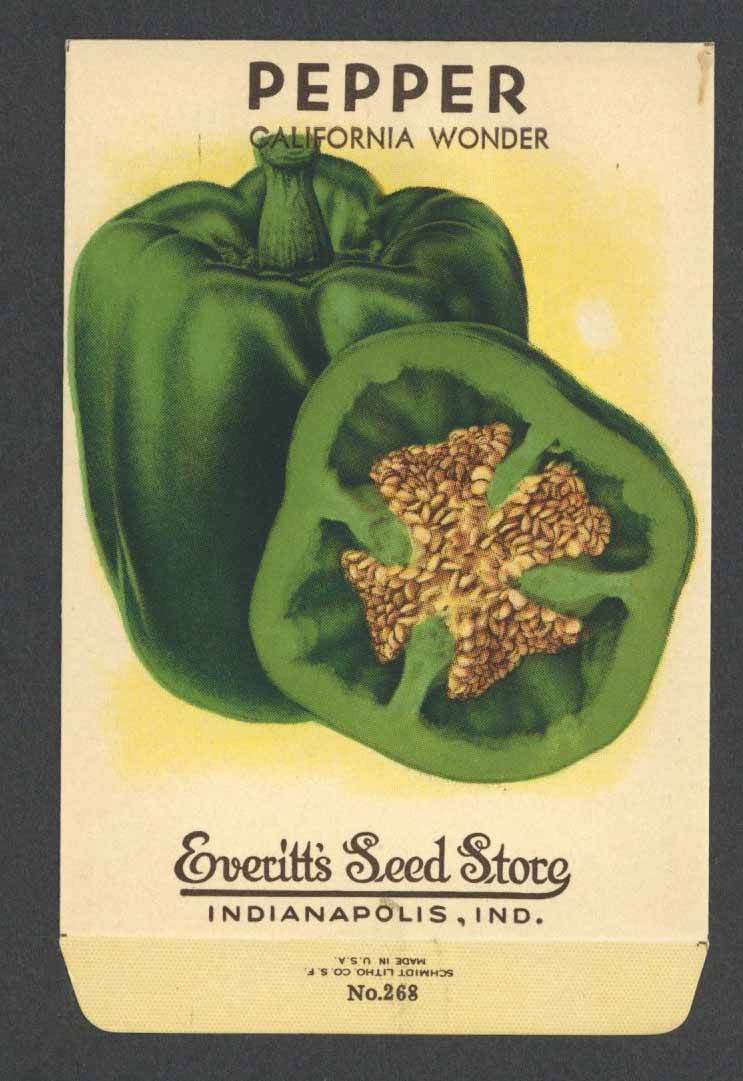 Pepper Vintage Everitt's Seed Packet, California Wonder