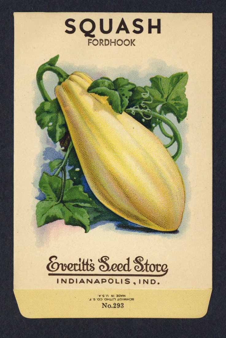 Squash Vintage Everitt's Seed Packet, Fordhook