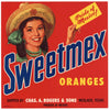 Sweetmex Brand Vintage Weslaco Texas Citrus Crate Label