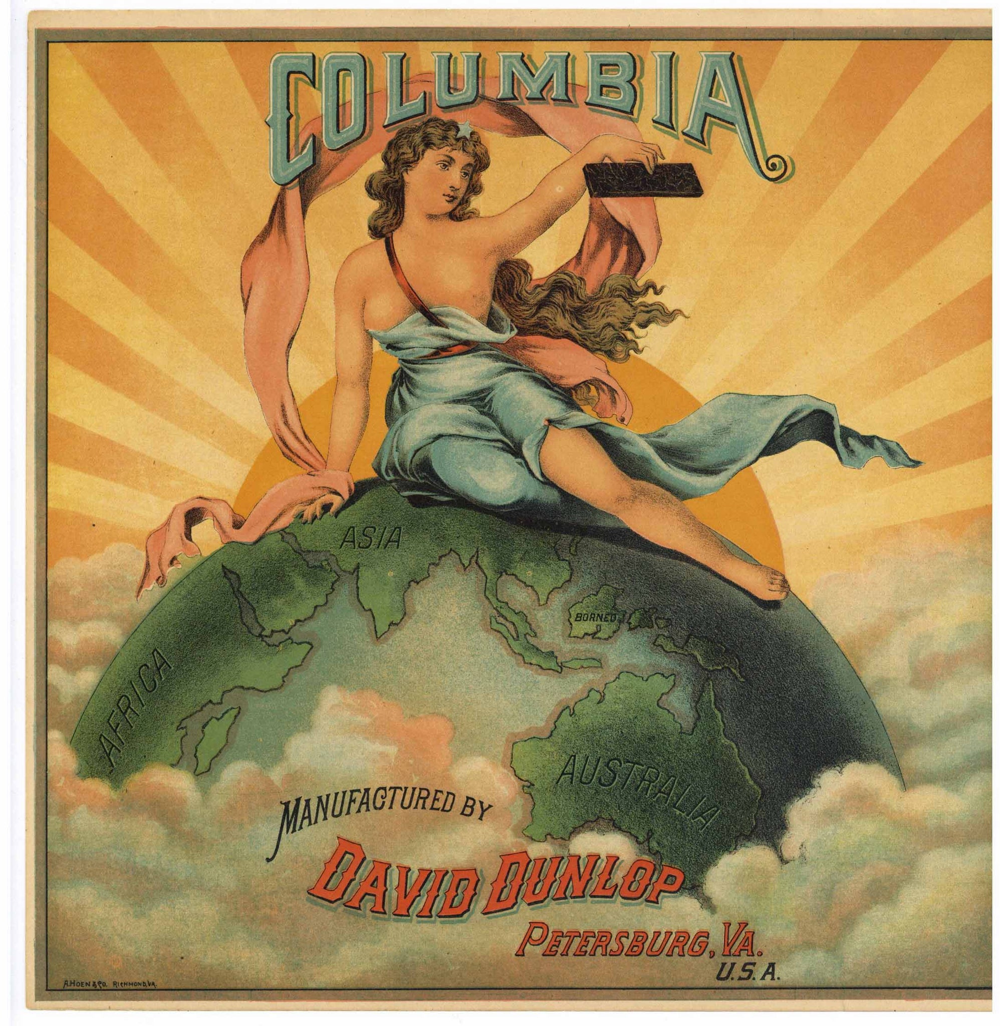 Columbia Brand  Antique Tobacco Caddy Label, square