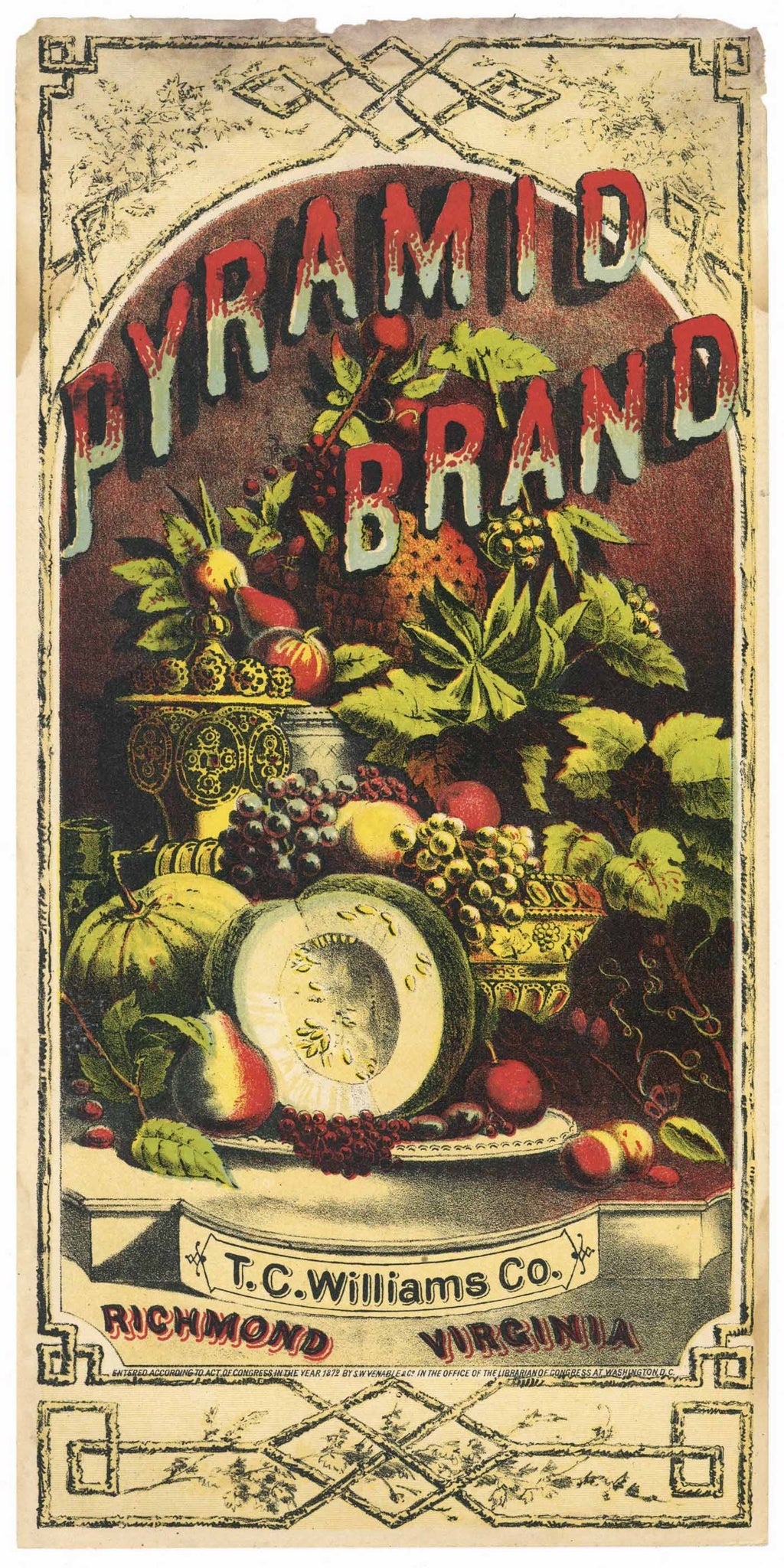 Pyramid Brand  Antique Tobacco Caddy Label, wear