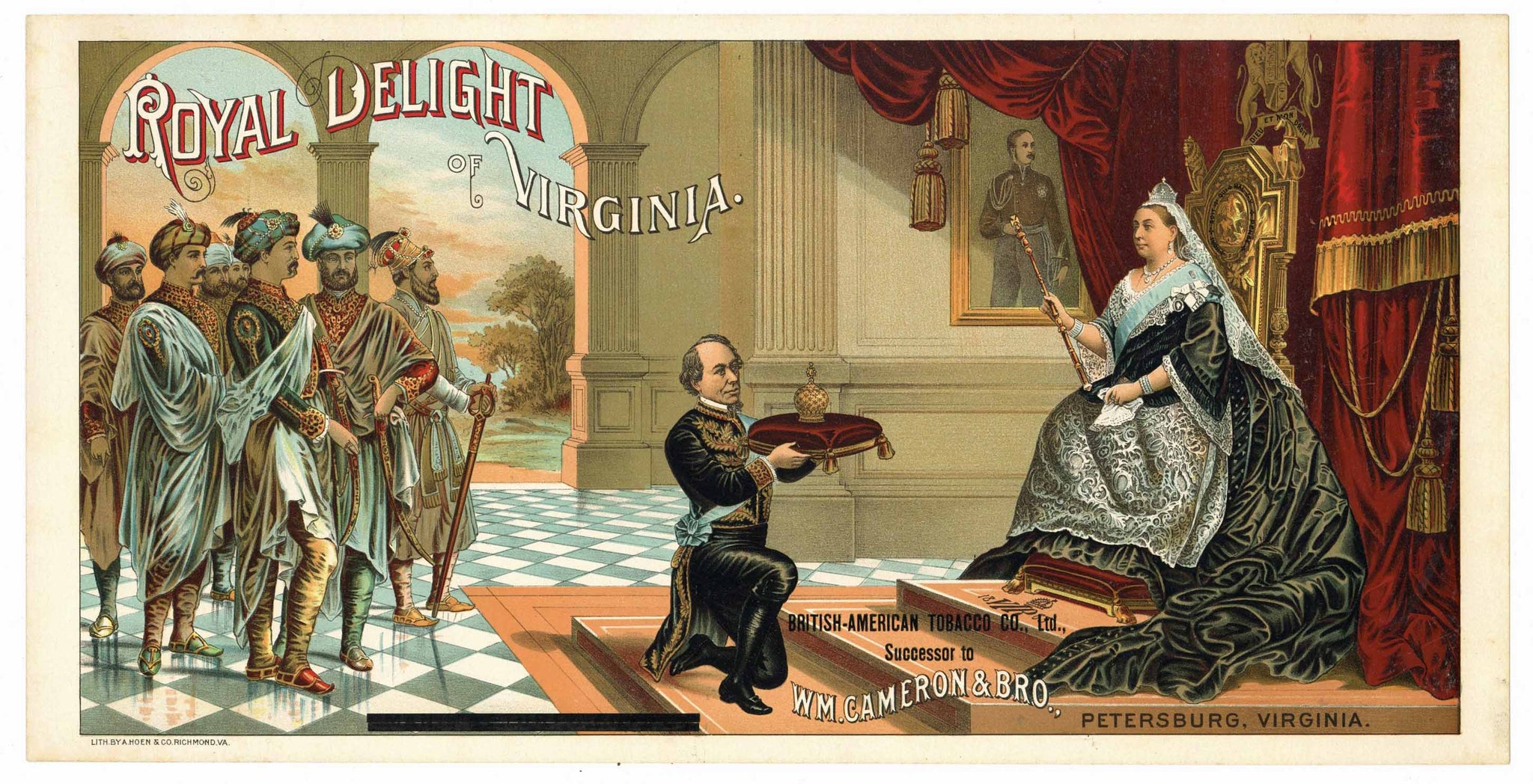 Royal Delight Of Virginia Brand Antique Tobacco Caddy Label