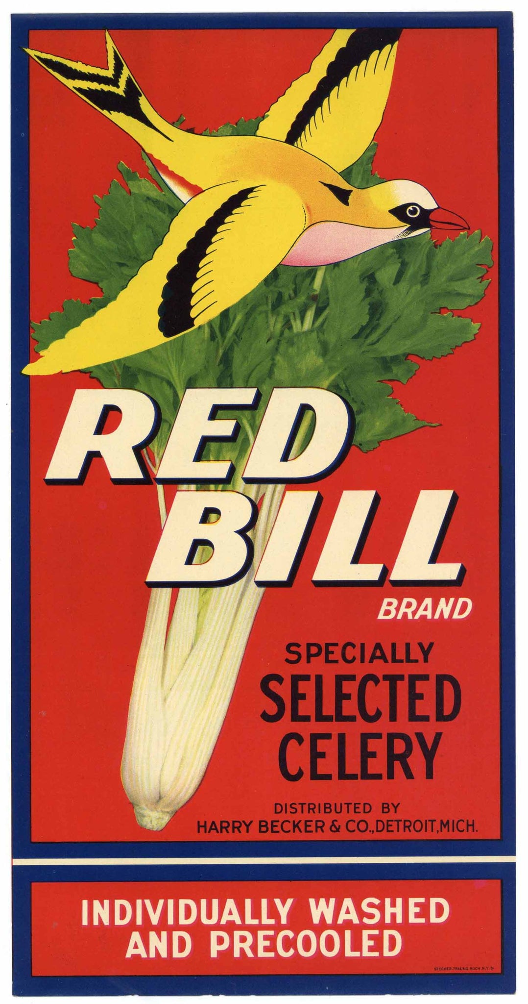 Red Bill Brand Vintage Celery crate Label