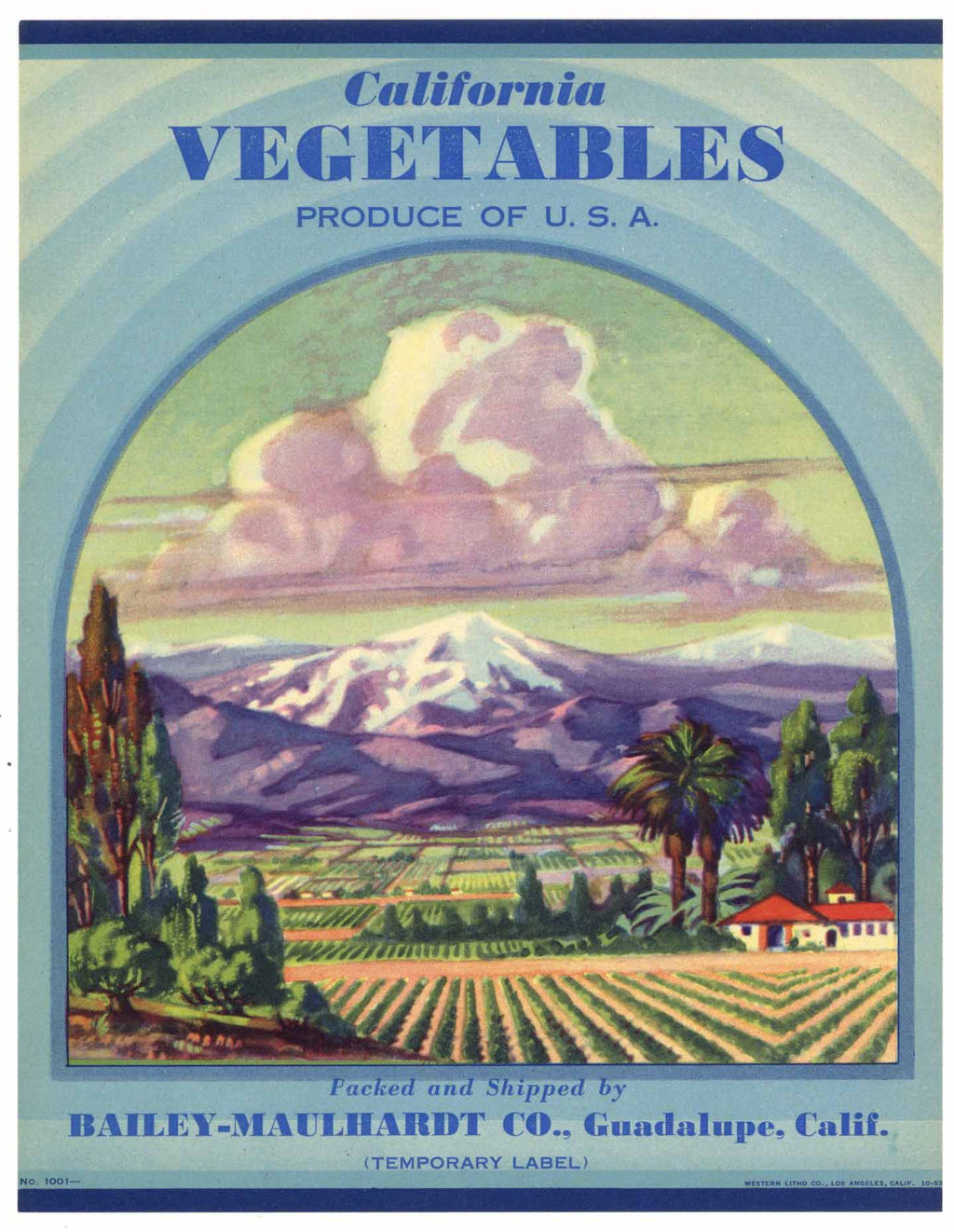 California Vegetables Brand Vintage Vegetable Crate Label