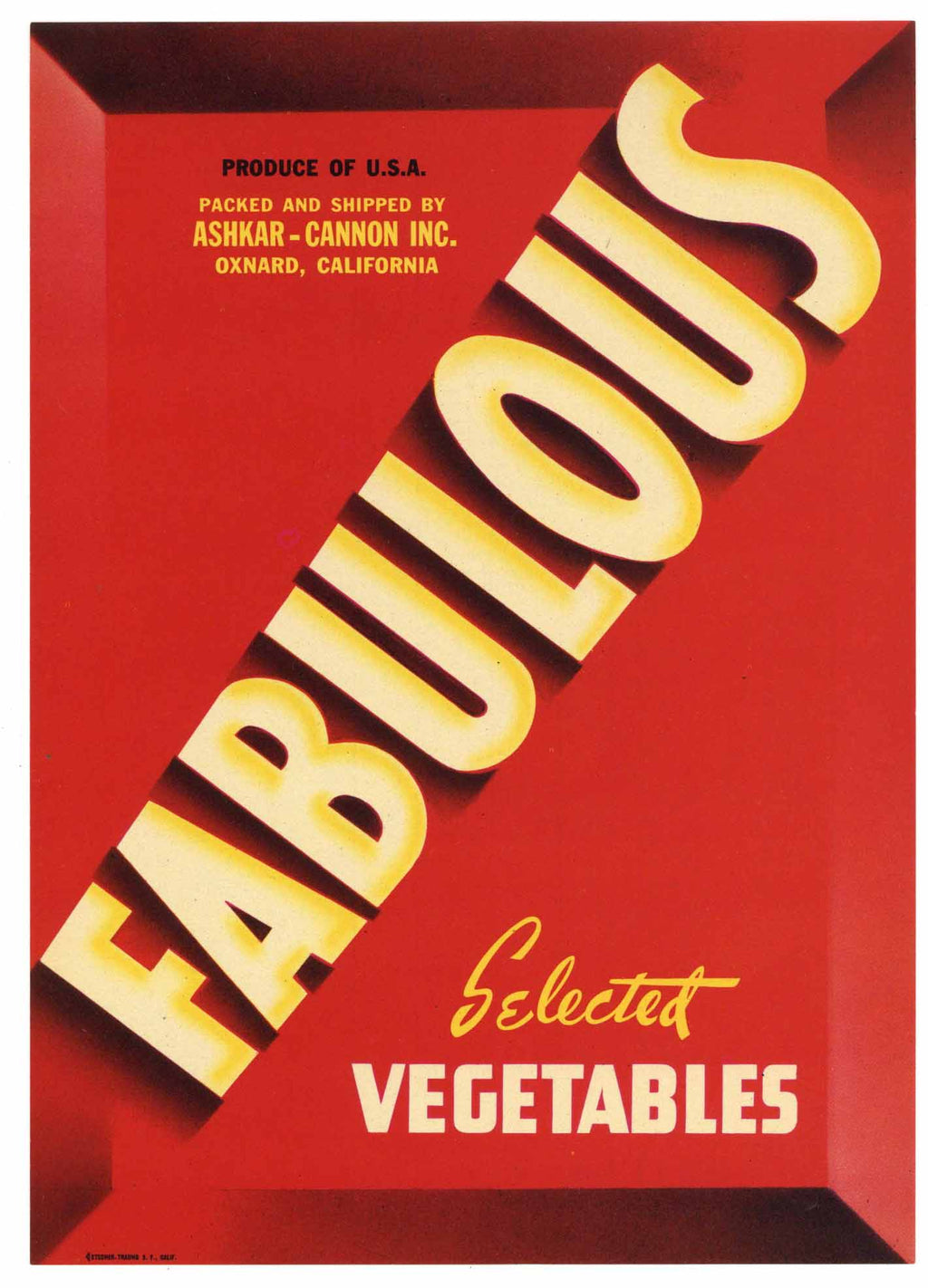 Fabulous Brand Vintage Oxnard Vegetable Crate Label