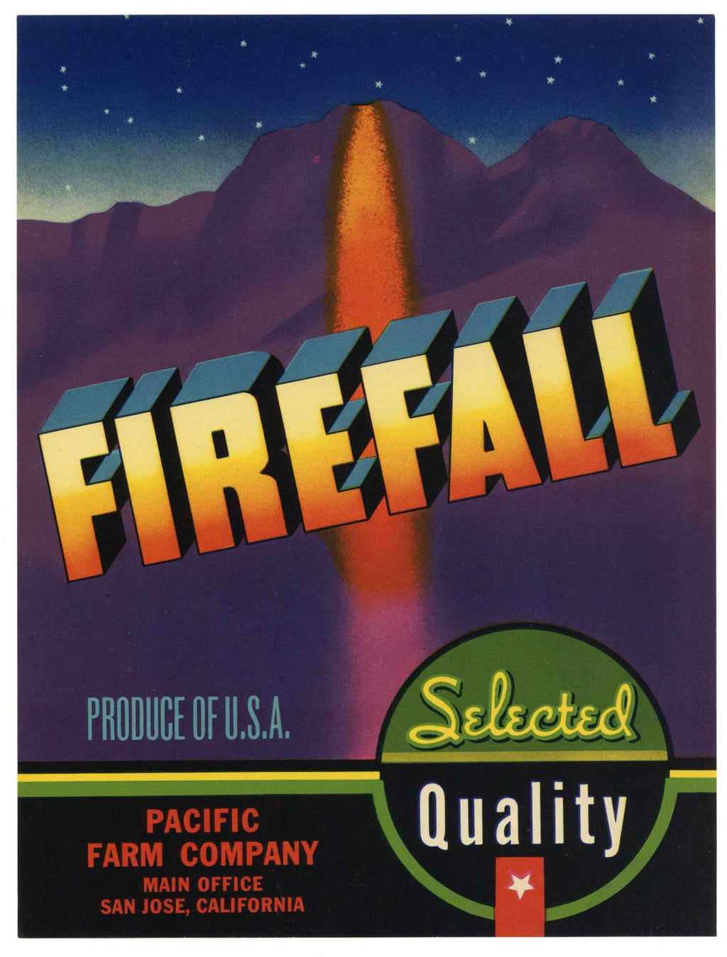 Firefall Brand Vintage San Jose Vegetable Crate Label