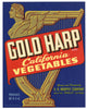 Gold Harp Brand Vintage Imperial County Vegetable Crate Label