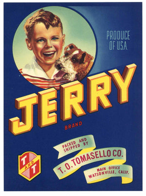 Jerry Brand Vintage Watsonville Vegetable Crate Label