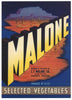 Malone Brand Vintage Phoenix Arizona Vegetable Crate Label