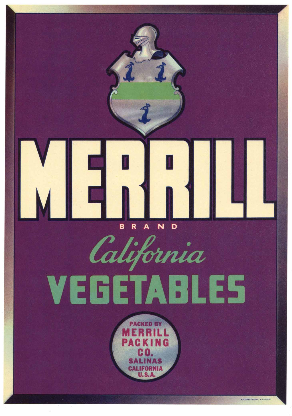Merrill Brand Vintage Salinas Vegetable Crate Label