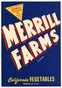 Merrill Farms Brand Vintage Salinas Vegetable Crate Label