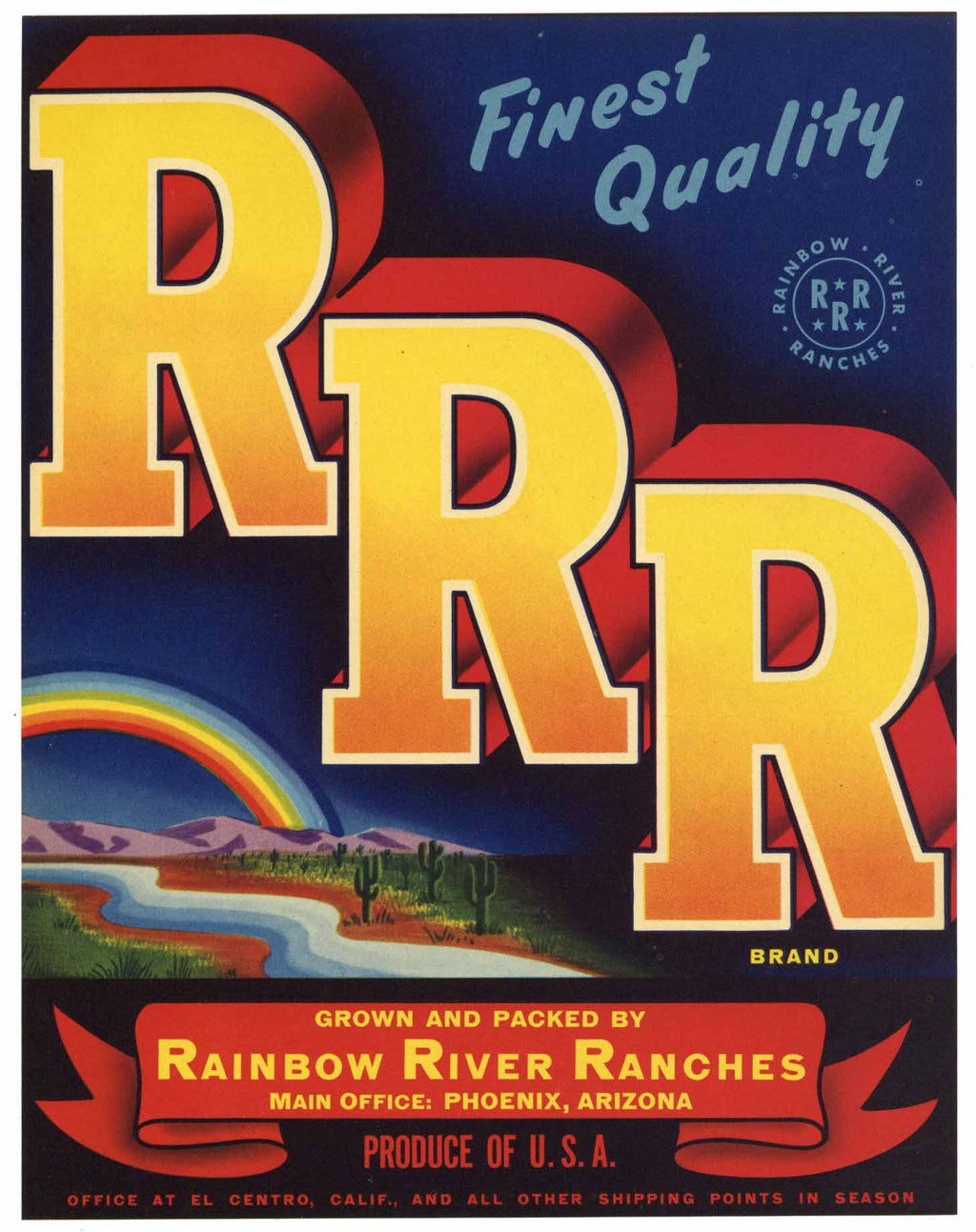RRR Brand Vintage Rainbow River Ranches Vegetable Crate Label