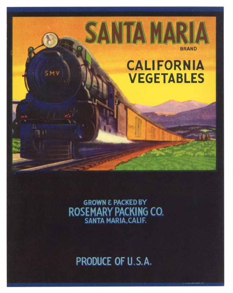 Santa Maria Brand Vintage Vegetable Crate Label, m