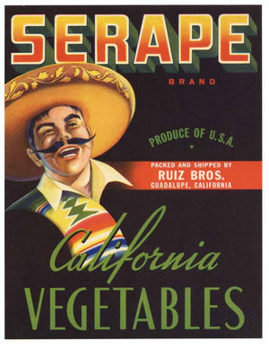 Serape Brand Vintage Vegetable Crate Label