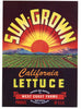 Sun-Grown Brand Vintage Watsonville Vegetable Crate Label