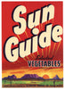Sun Guide Brand Vintage Arizona Vegetable Crate Label