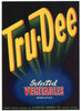 Tru Dee Brand Vintage Arizona Vegetable Crate Label