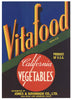 Vitafood Brand Vintage Vegetable Crate Label