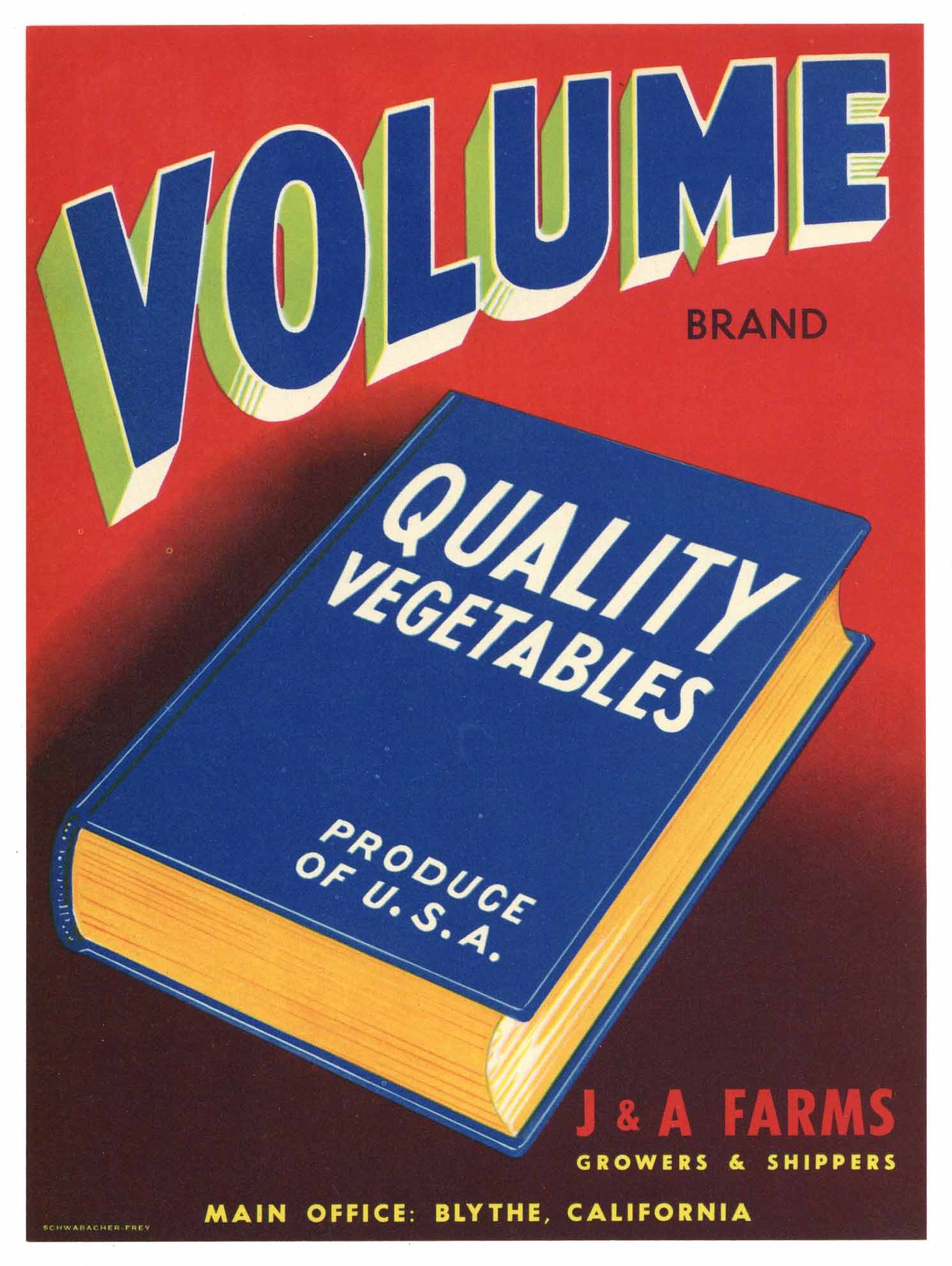 Volume Brand Vintage Vegetable Crate Label