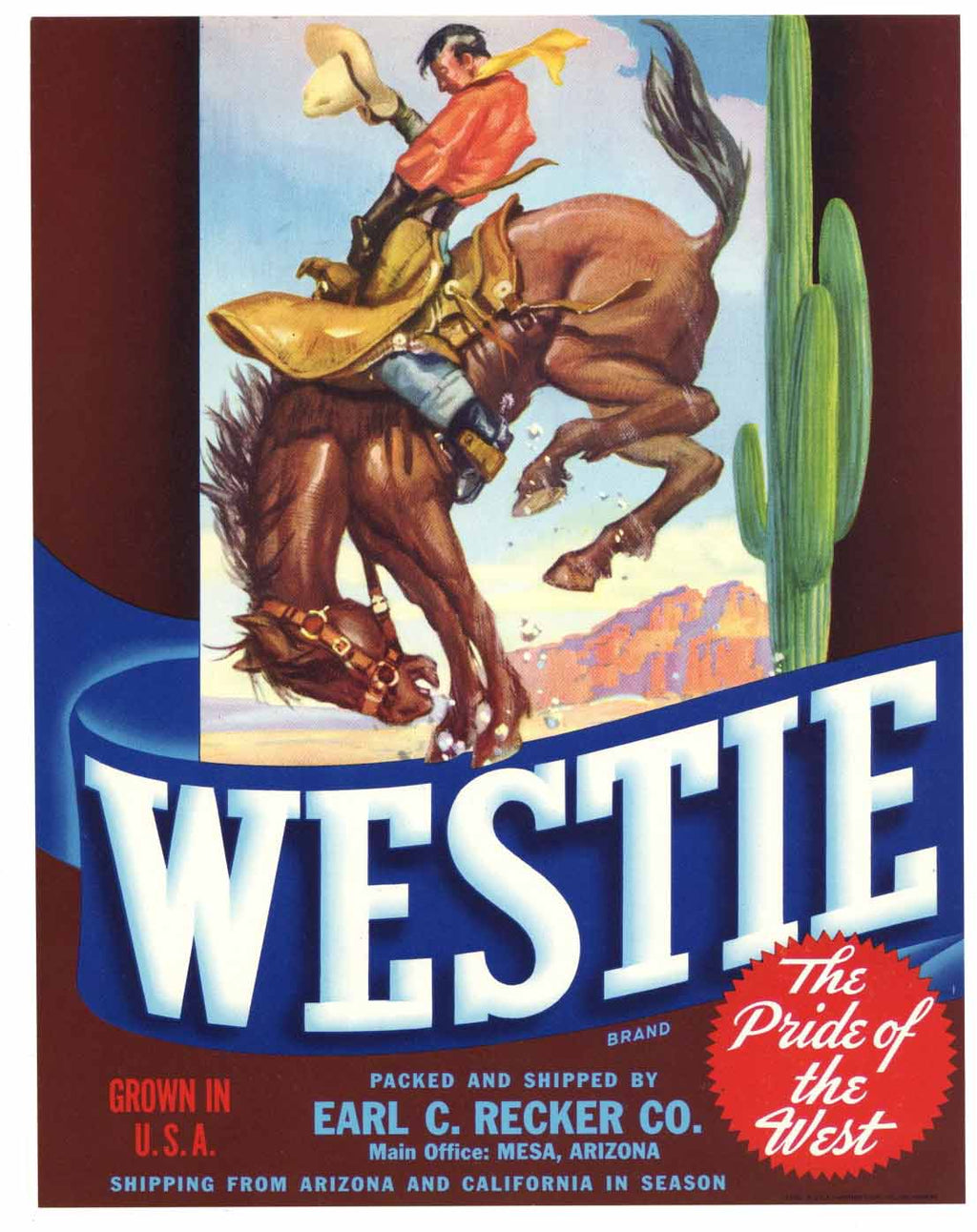 Westie Brand Vintage Arizona Vegetable Crate Label
