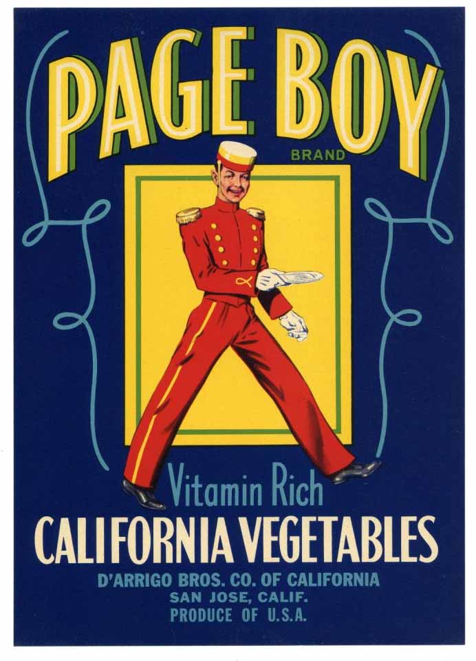 Page Boy Brand Vintage San Jose Vegetable Crate Label