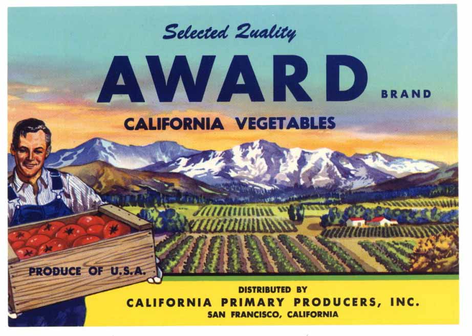 Award Brand Vintage Vegetable Crate Label