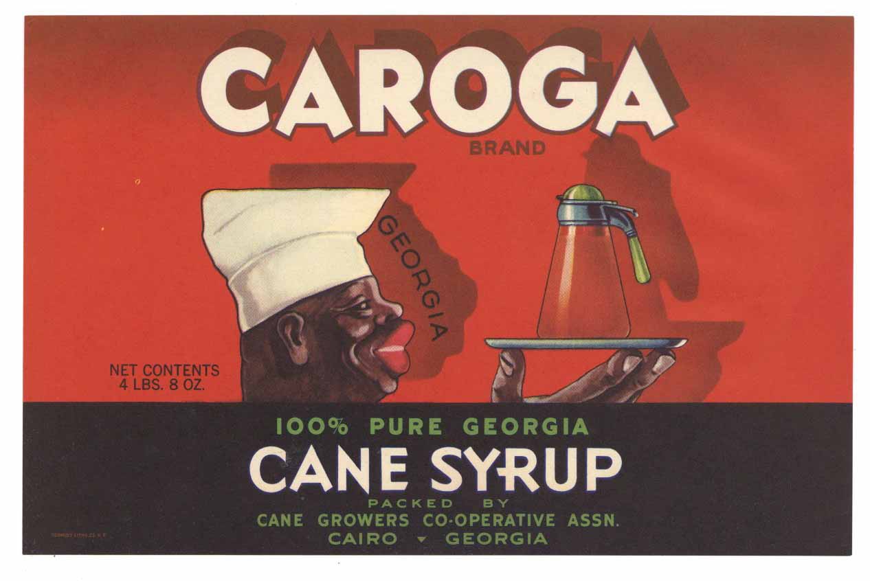 Caroga Brand Vintage Georgia Cane Syrup Can Label
