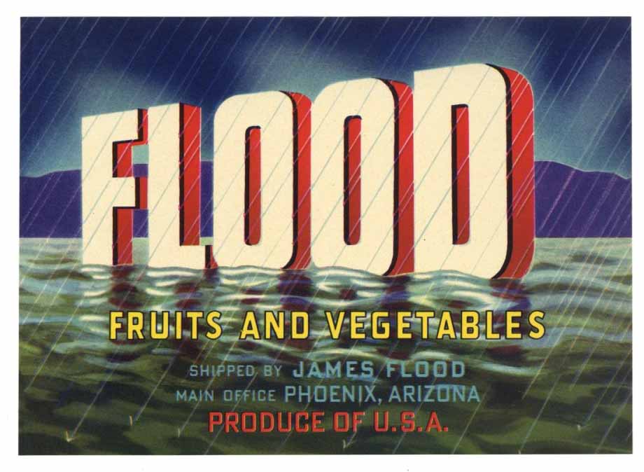 Flood Brand Vintage Arizona Produce Crate Label, s