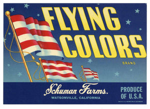 Flying Colors Brand Vintage Watsonville Vegetable Crate Label, s