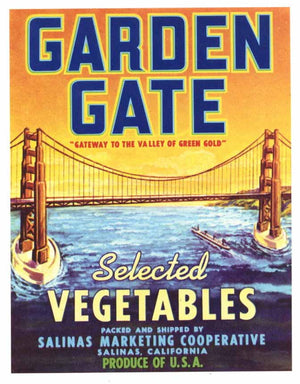 Garden Gate Brand Salinas Vintage Produce Crate Label