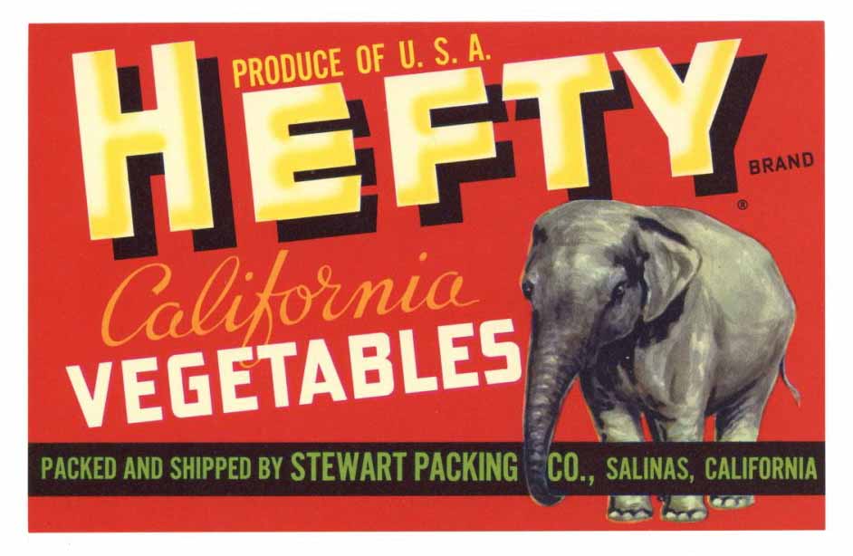 Hefty Brand Vintage Salinas Produce Crate Label