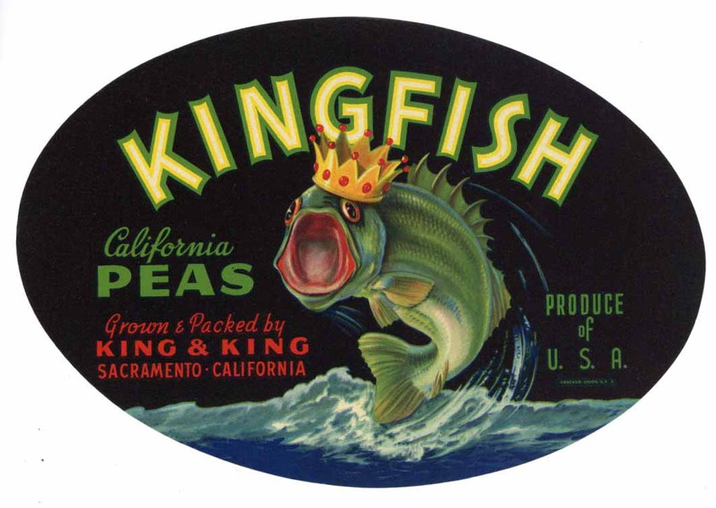 Kingfish Brand Vintage Sacramento Delta Pea Crate Label