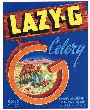 Lazy-G Brand Vintage Celery Vegetable Crate Label