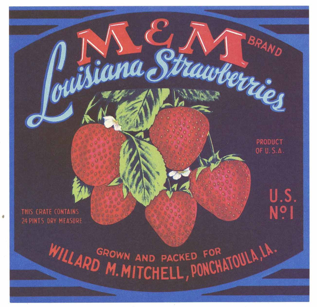 M & M Brand Vintage Ponchatoula, Louisiana Crate Label