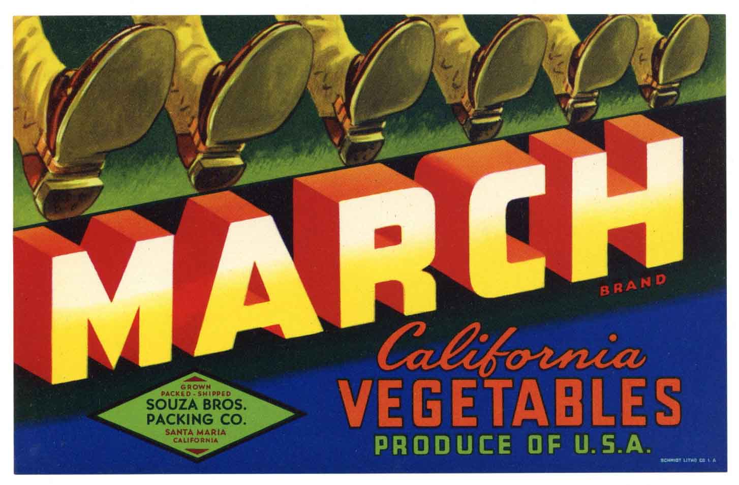 March Brand Vintage Santa Maria Vegetable Crate Label