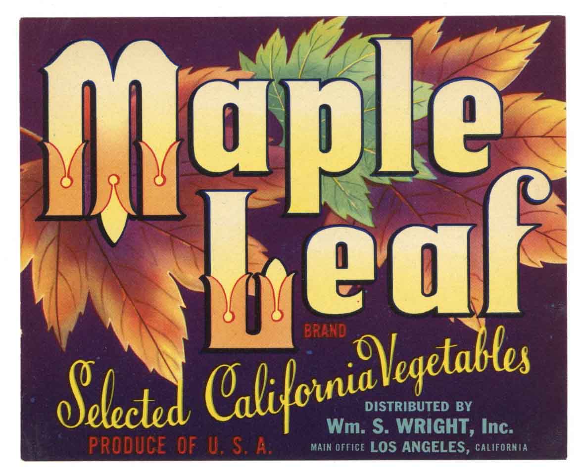 Maple Leaf Brand Vintage Vegetable Crate Label