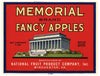 Memorial Brand Vintage Winchester Virginia Apple Can Label