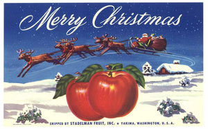 Merry Christmas Brand Vintage Apple Crate Label, b
