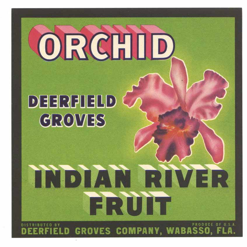 Orchid Brand Vintage Wabasso Florida Citrus Crate Label small