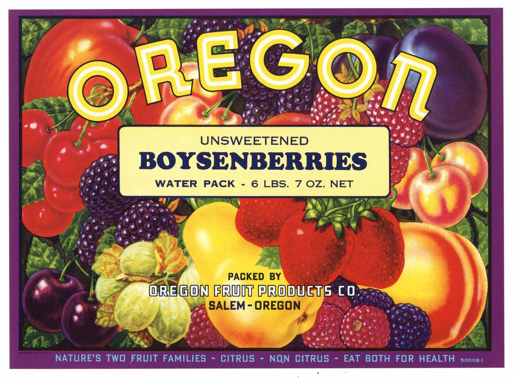 Oregon Brand Vintage Boysenberries Can Label