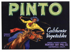 Pinto Brand Vintage Monterey Bay Pkg. Produce Crate Label, s