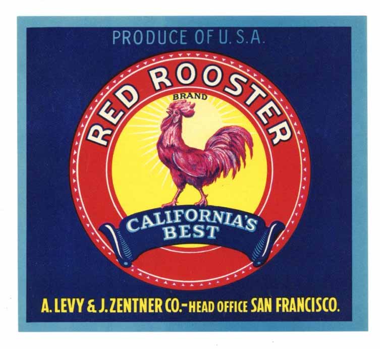 Red Rooster  Brand Vintage Produce Crate Label