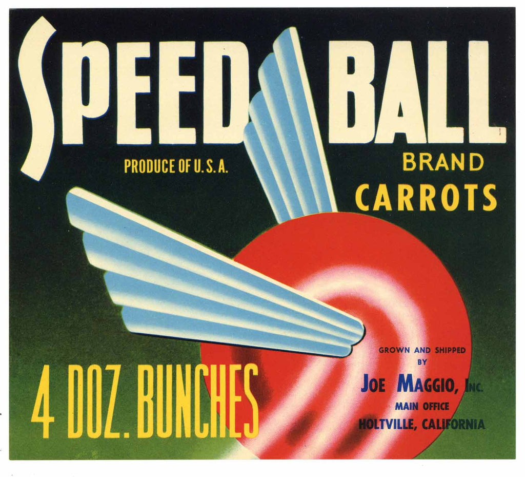Speed Ball Brand Vintage Carrot Crate Label