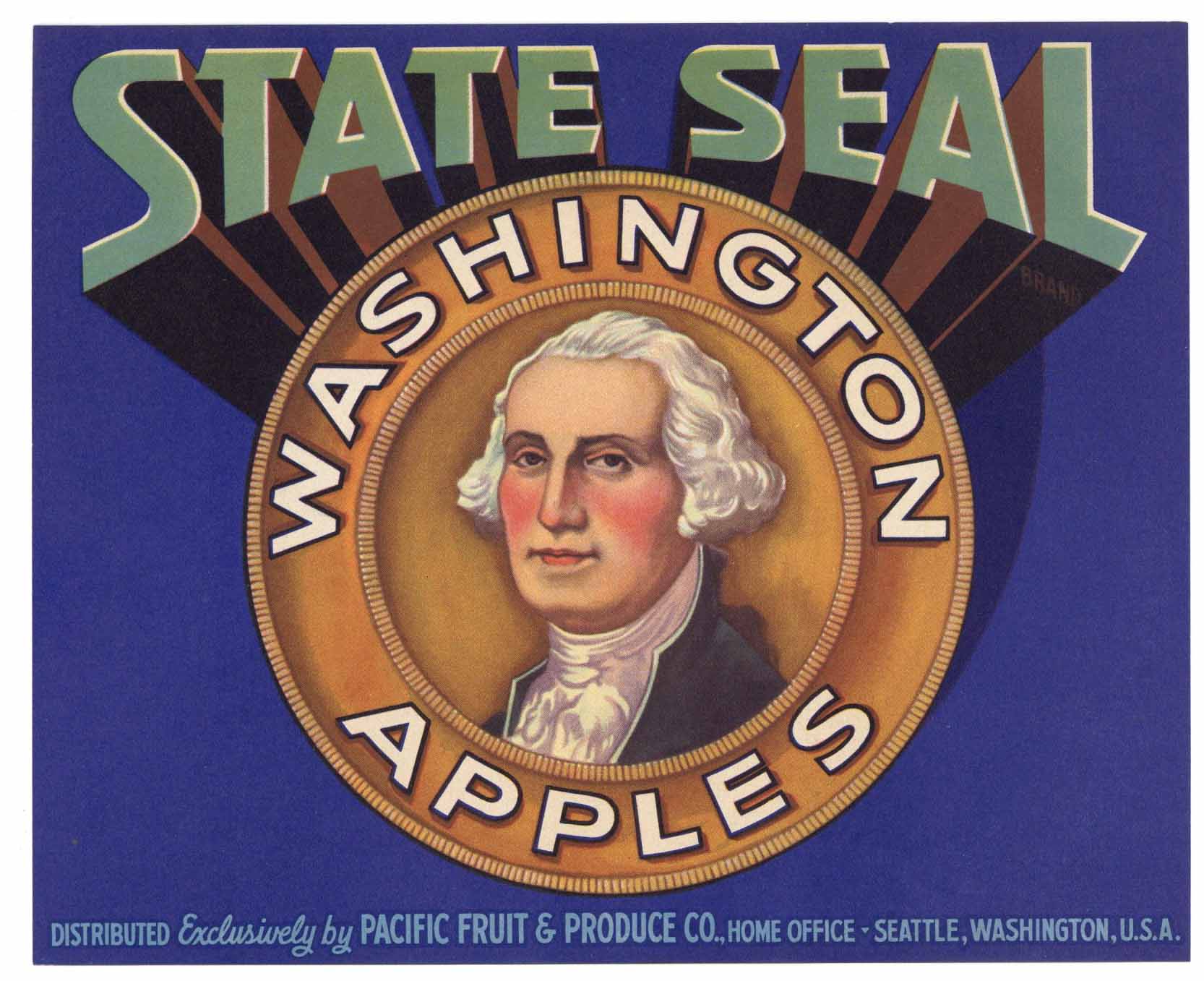 State Seal Brand Vintage Washington Apple Crate Label, gp – thelabelman