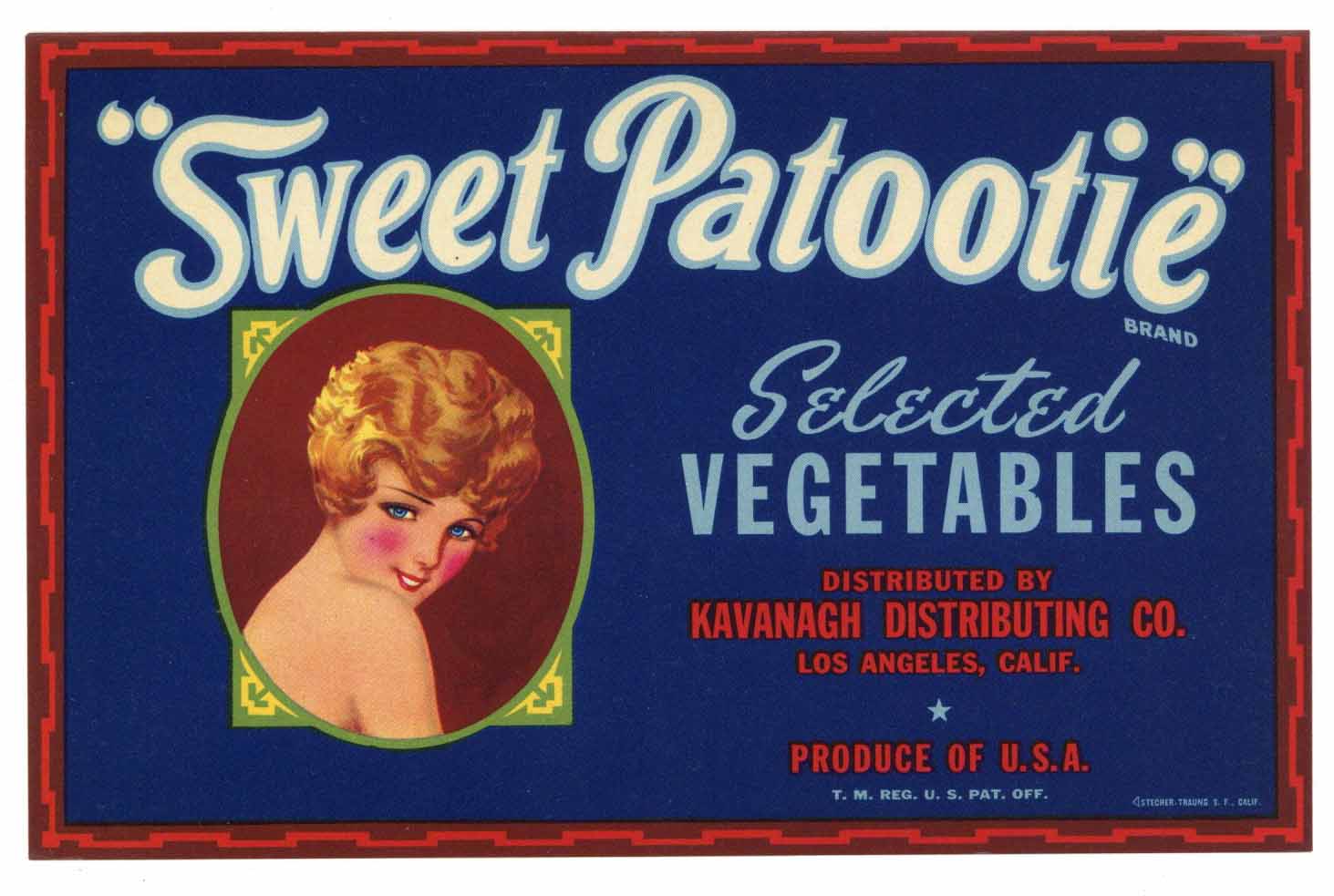 Sweet Patootie Brand Vintage Vegetable Crate Label, m