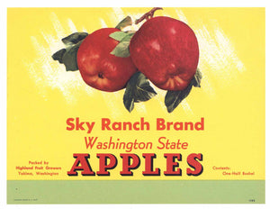 Sky Ranch Brand Vintage Yakima Washington Apple Crate Label, gp