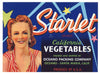 Starlet Brand Vintage Oceano Vegetable Crate Label, girl