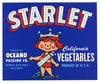 Starlet Brand Vintage Oceano Vegetable Crate Label, cartoon