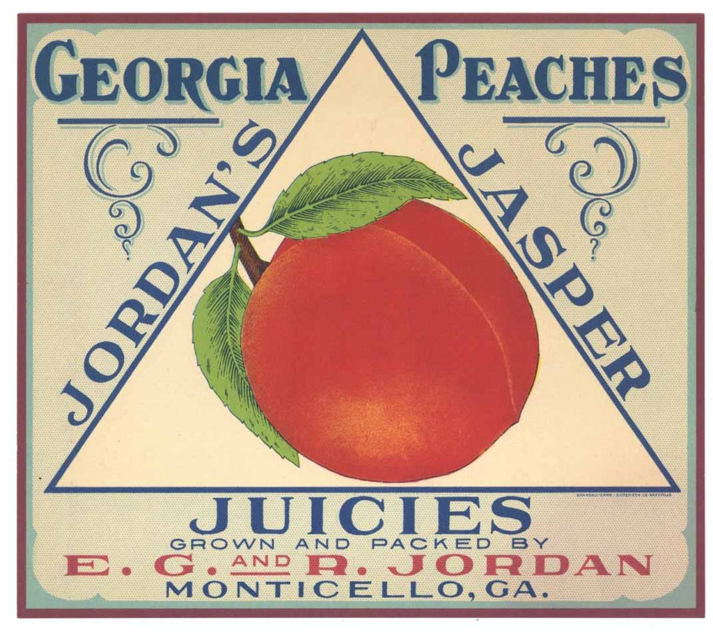 Jordan's Jasper Brand Vintage Georgia Peach Crate Label