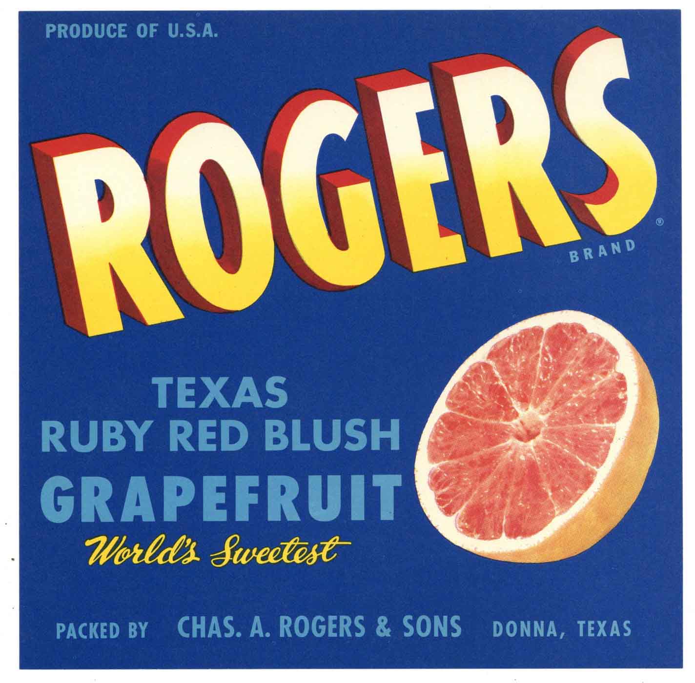 Rogers Brand Vintage Donna Texas Citrus Crate Label, 7x7 – thelabelman
